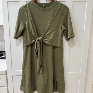 Lululemon Cotton Wrap-Front T-Shirt Dress | Bronze Green | Size 6
